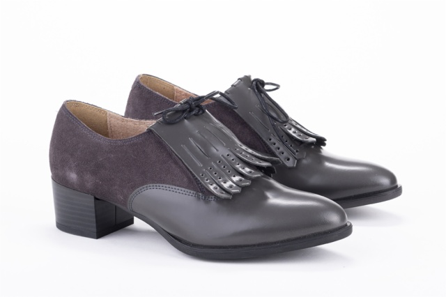 ZAPATO PIEL Y SERRAJE GRIS